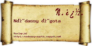 Nádassy Ágota névjegykártya